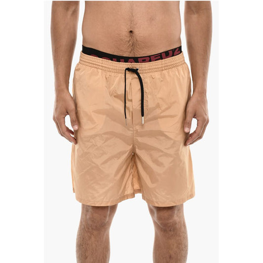 Slip Swimshorts With Logoed Contrasting Waistband