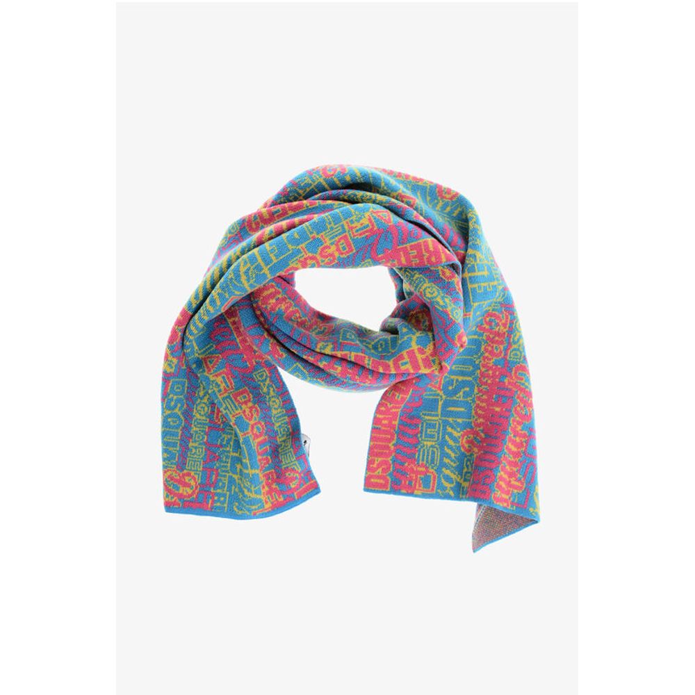 Jacquard Wool Scarf with All-Over Logo