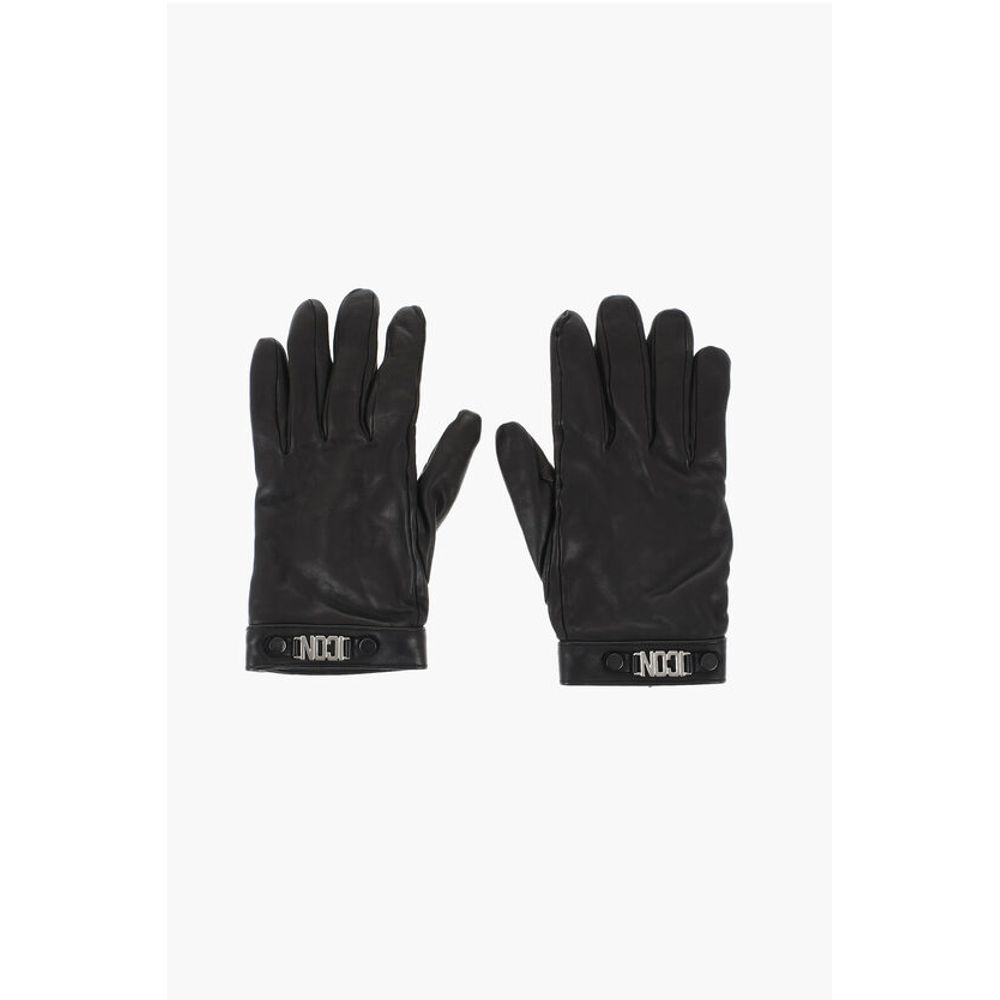 Leather ICON Gloves With Metal Detail and Button