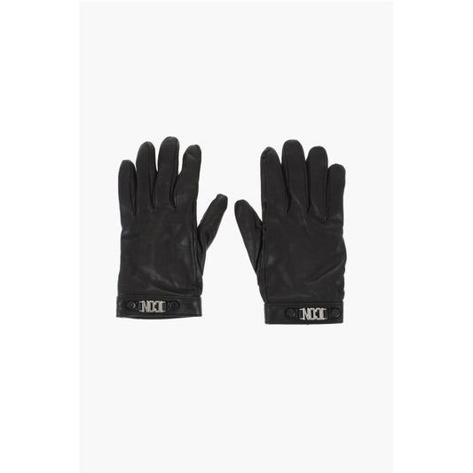 Leather ICON Gloves With Metal Detail and Button