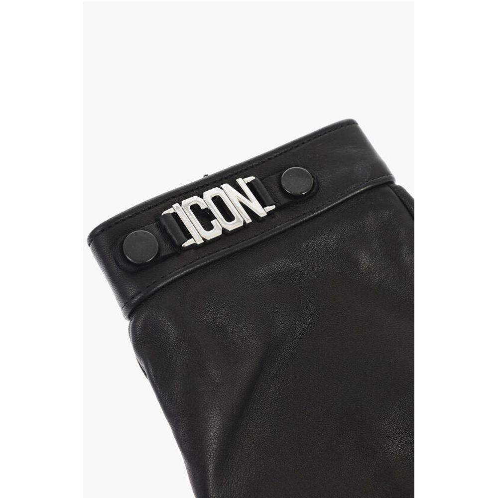 Leather ICON Gloves With Metal Detail and Button