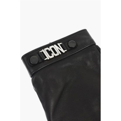 Leather ICON Gloves With Metal Detail and Button