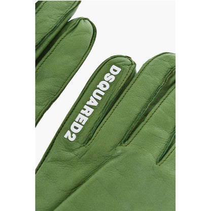 Leather Gloves With Half Zip and Embossed Logo