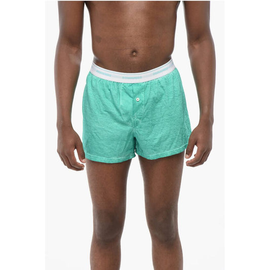 Linen and Cotton Boxer with Logoed Waistband