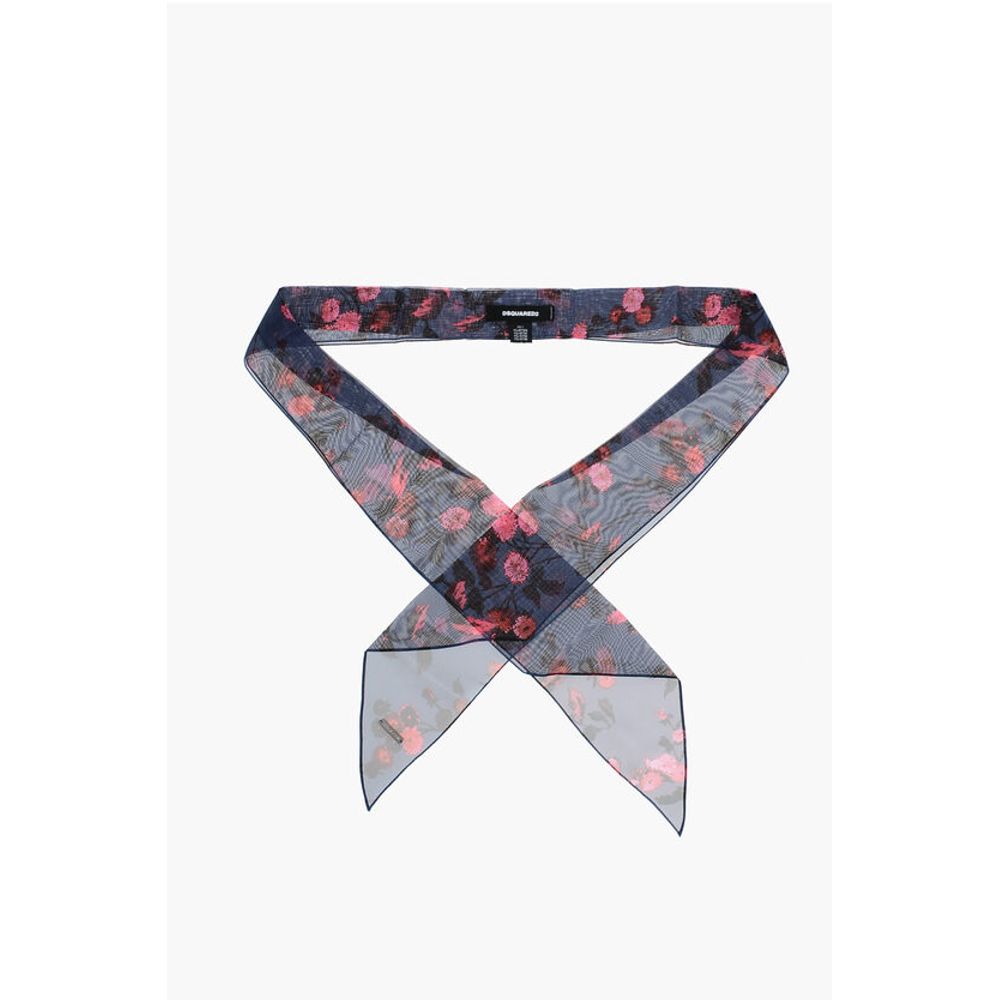 Floral Patterned Chiffon Slim Foulard