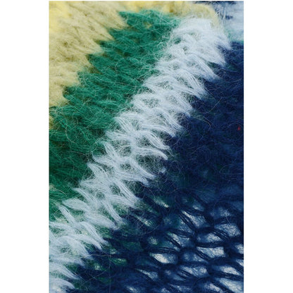 Striped Mohair Blend Scarf with Silver Tone Logo