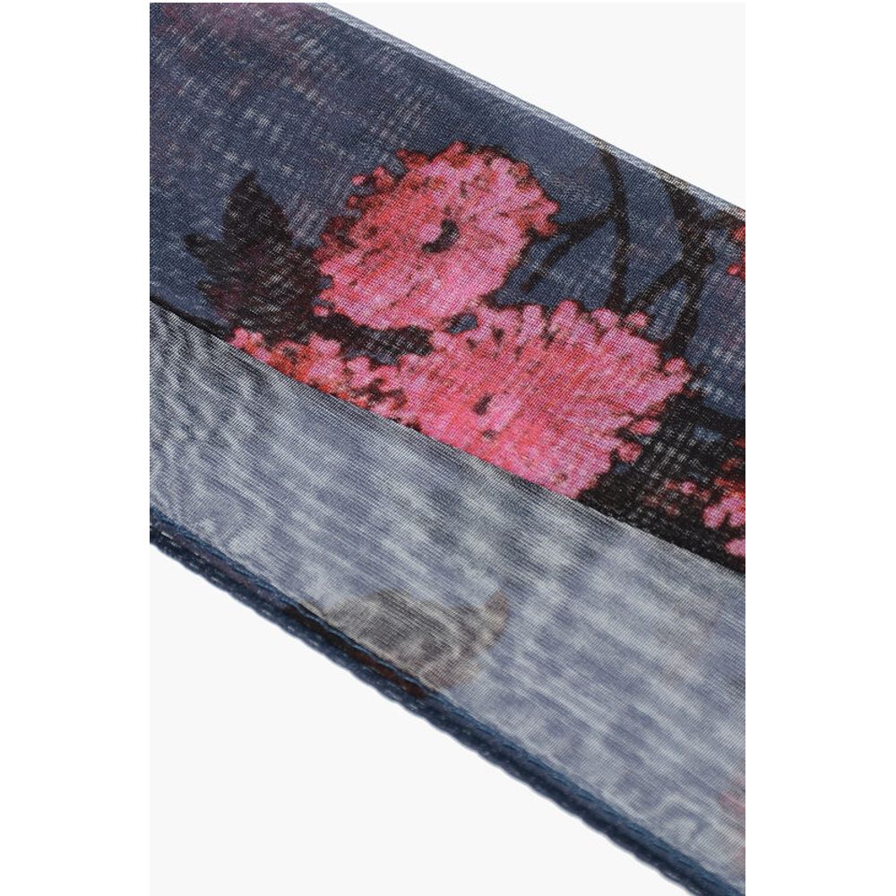 Floral Patterned Chiffon Slim Foulard