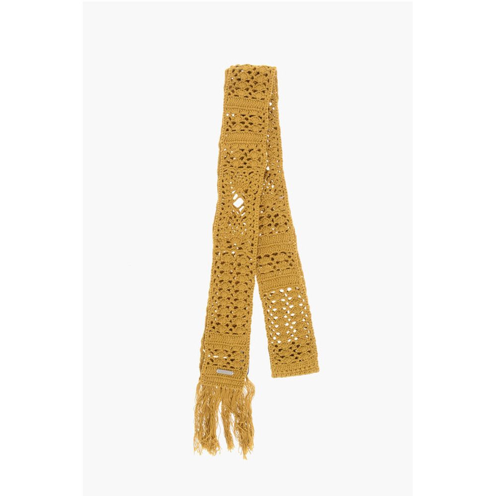 Solid Color Crochet Scarf with Fringes