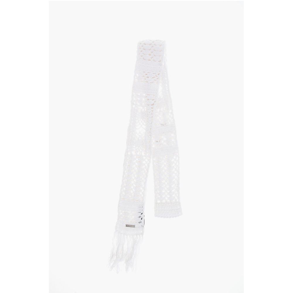 Solid Color Crochet Scarf with Fringes