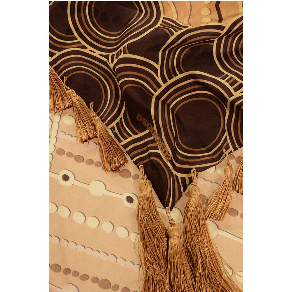 Patterned Silk Foulard with Tassels