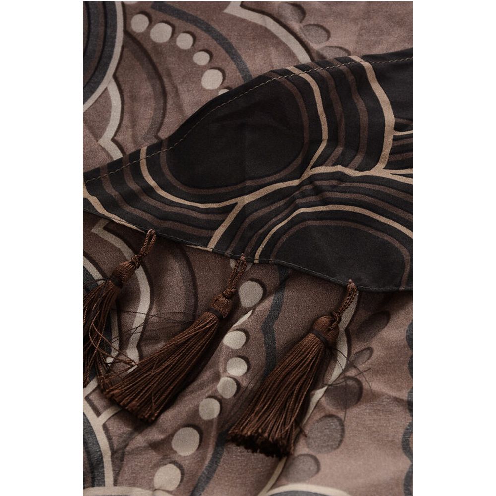 Patterned Silk Foulard with Tassels