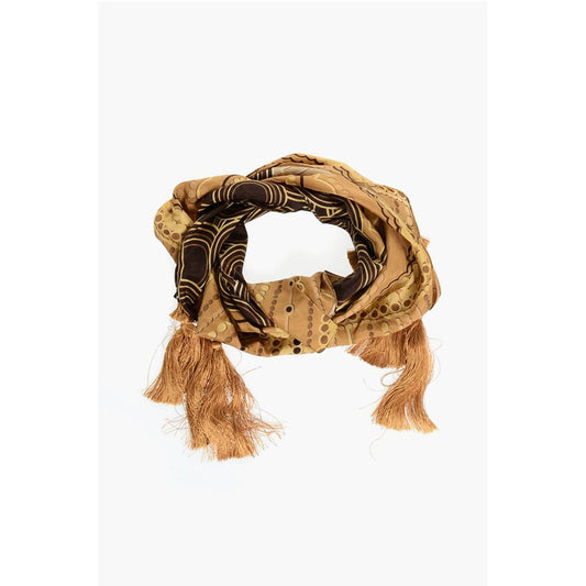 Patterned Silk Foulard with Tassels