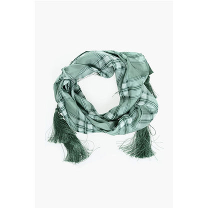 Checked Silk Foulard with Tassels