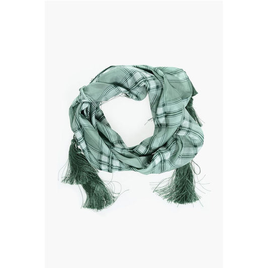 Checked Silk Foulard with Tassels