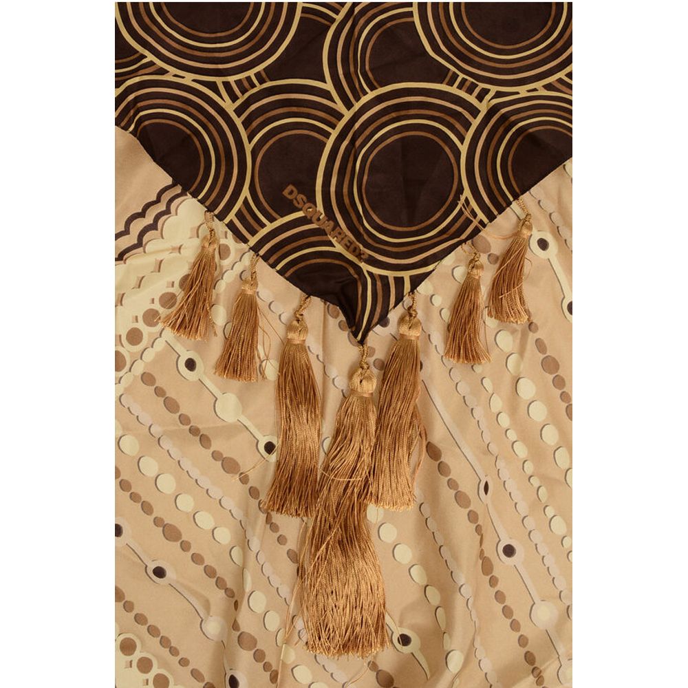 Patterned Silk Foulard with Tassels