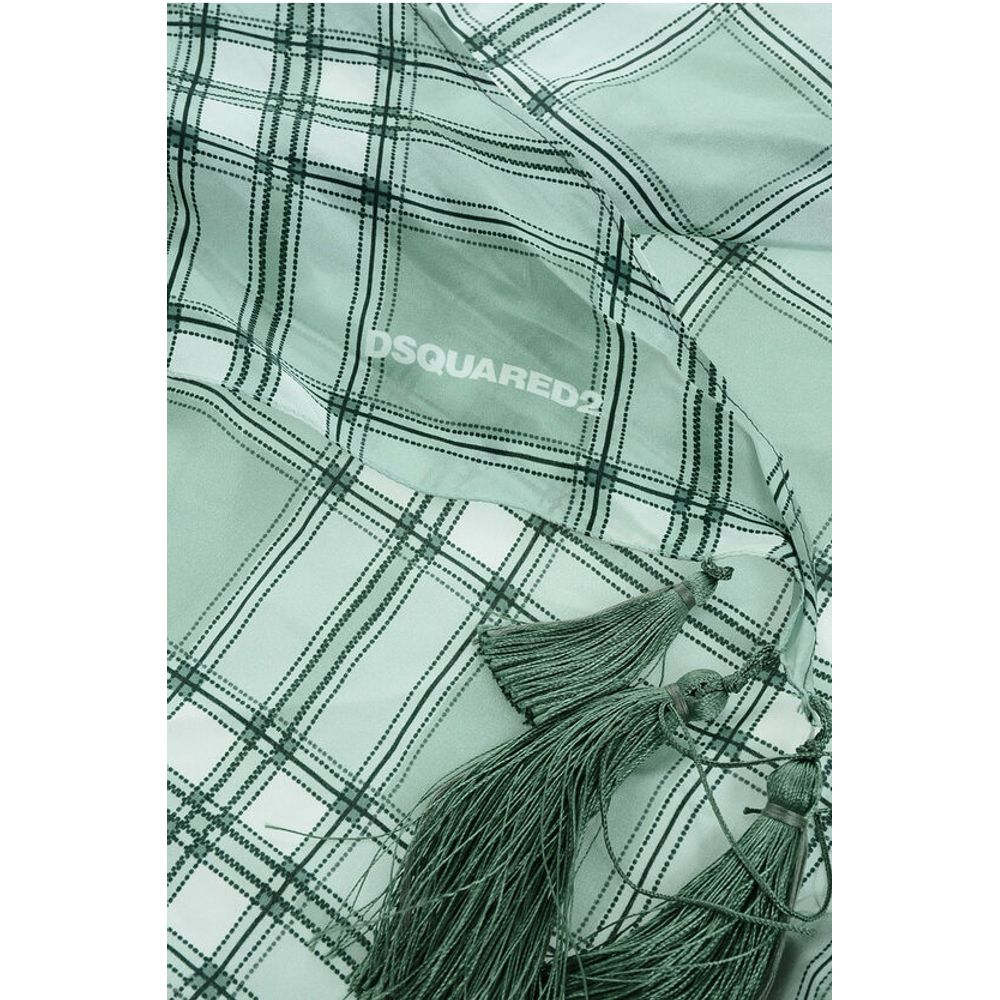 Checked Silk Foulard with Tassels