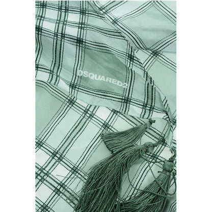 Checked Silk Foulard with Tassels