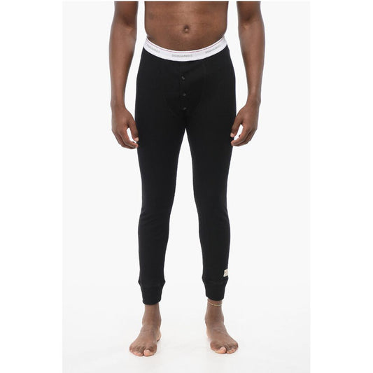 Underwear Ribbed Leggings with Logoed Waistband