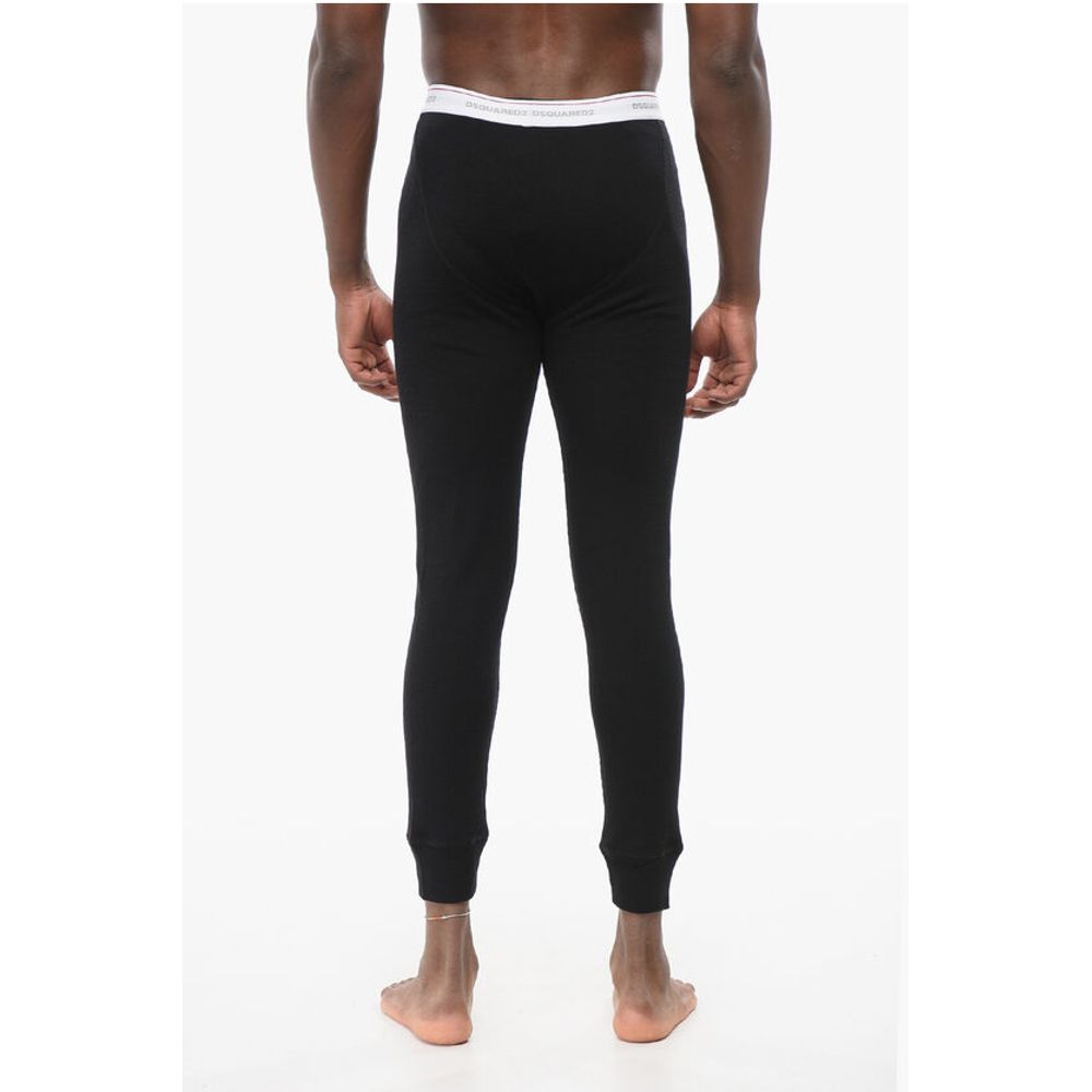 Underwear Ribbed Leggings with Logoed Waistband