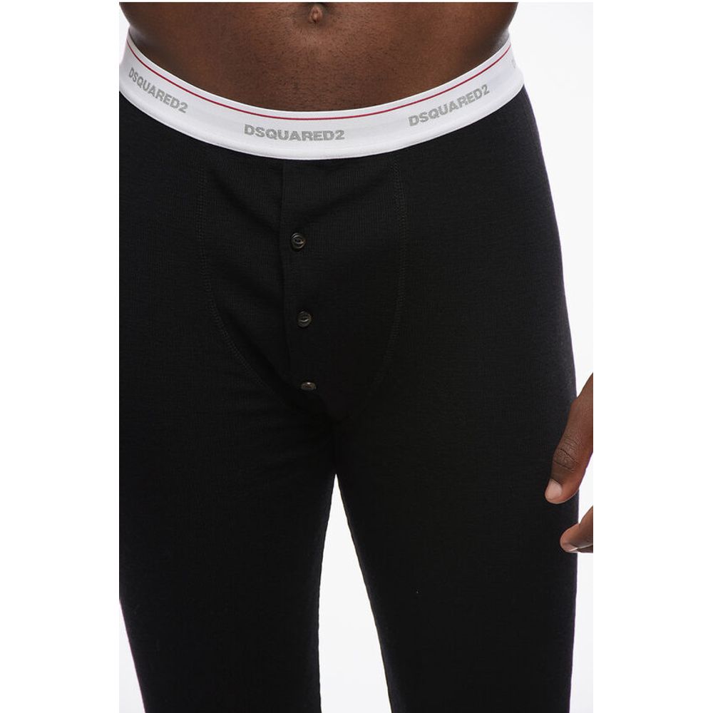 Underwear Ribbed Leggings with Logoed Waistband