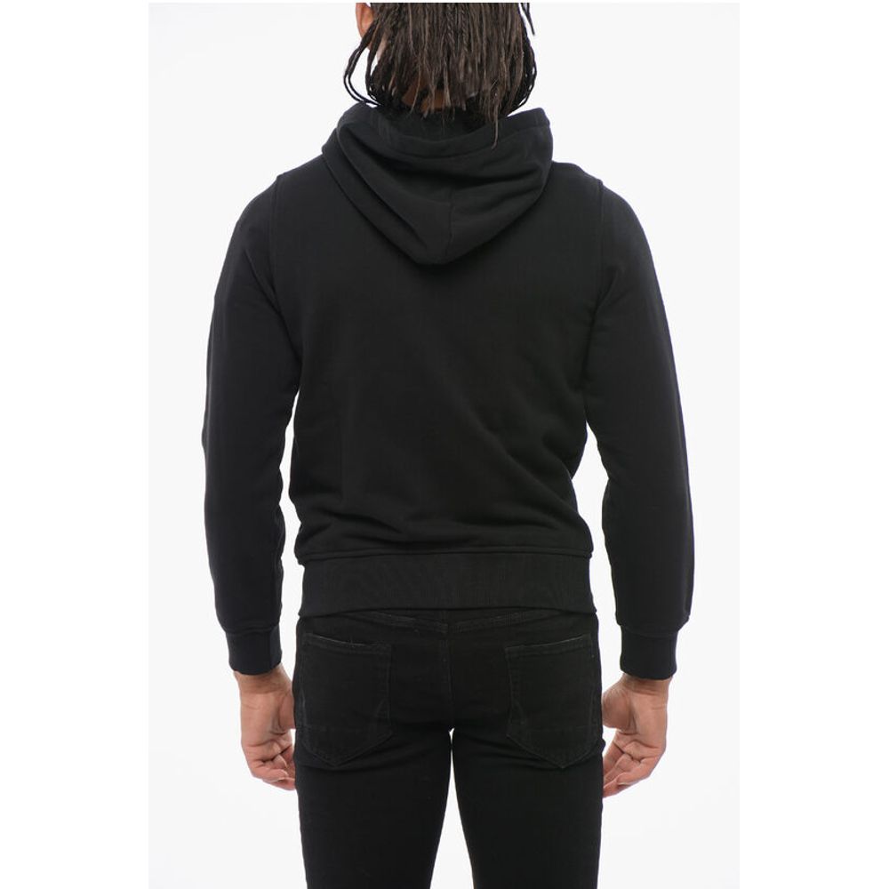 Brushed Cotton Sweatshirt with Hood and Zip Closure