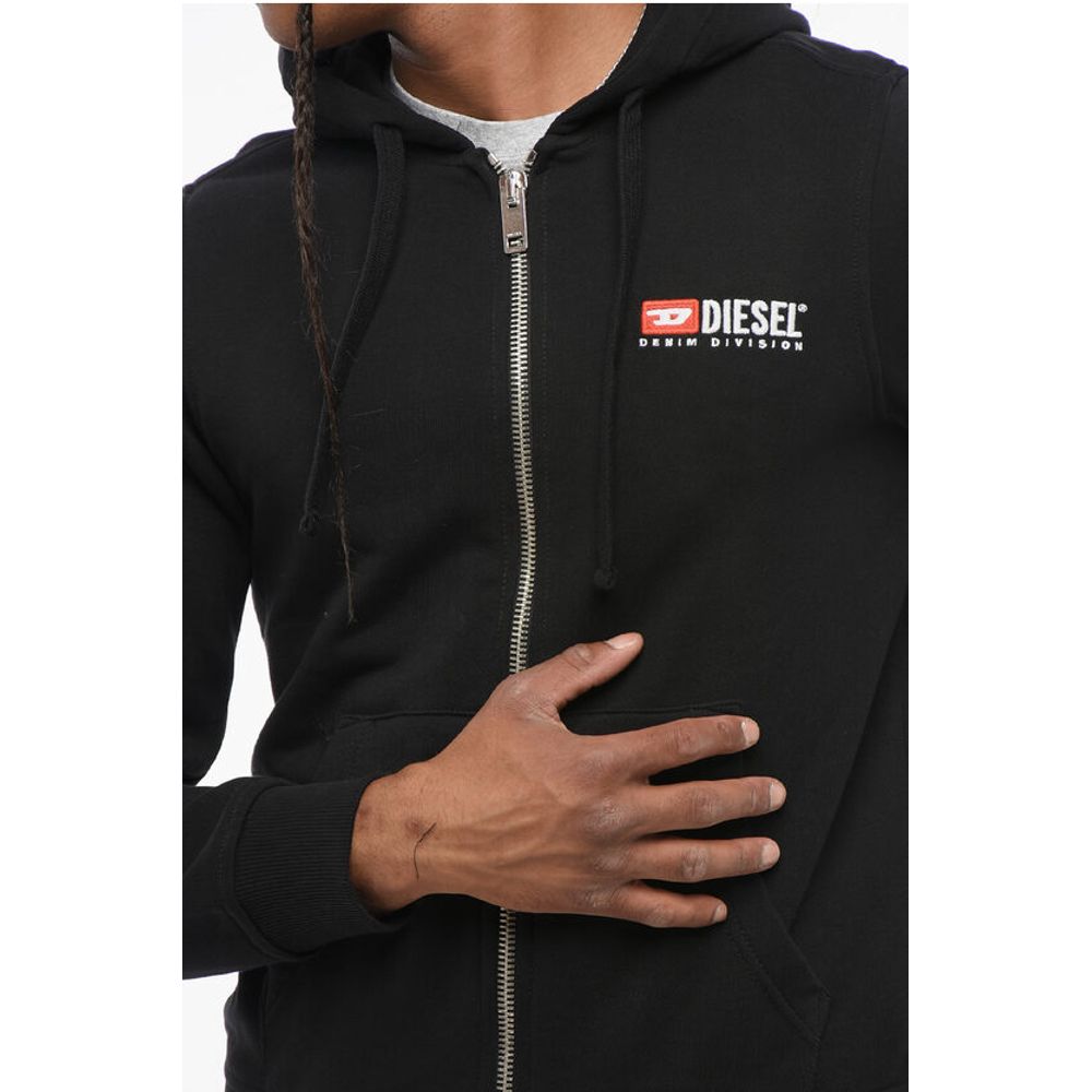 Brushed Cotton Sweatshirt with Hood and Zip Closure