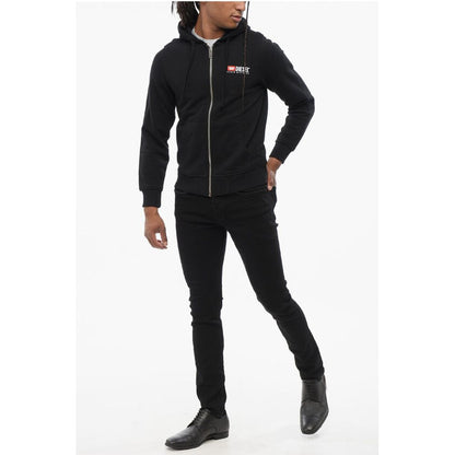 Brushed Cotton Sweatshirt with Hood and Zip Closure