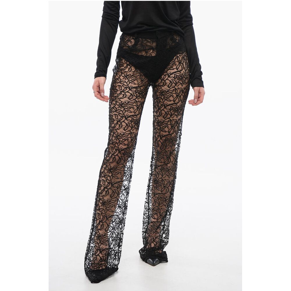 Floral Lace Pants with Straight Leg
