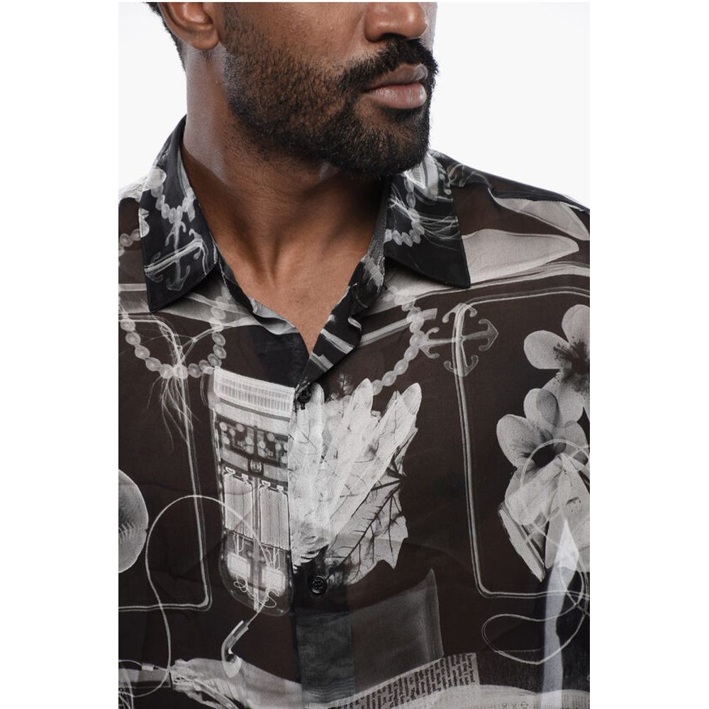 Patterned Silk Chiffon Shirt