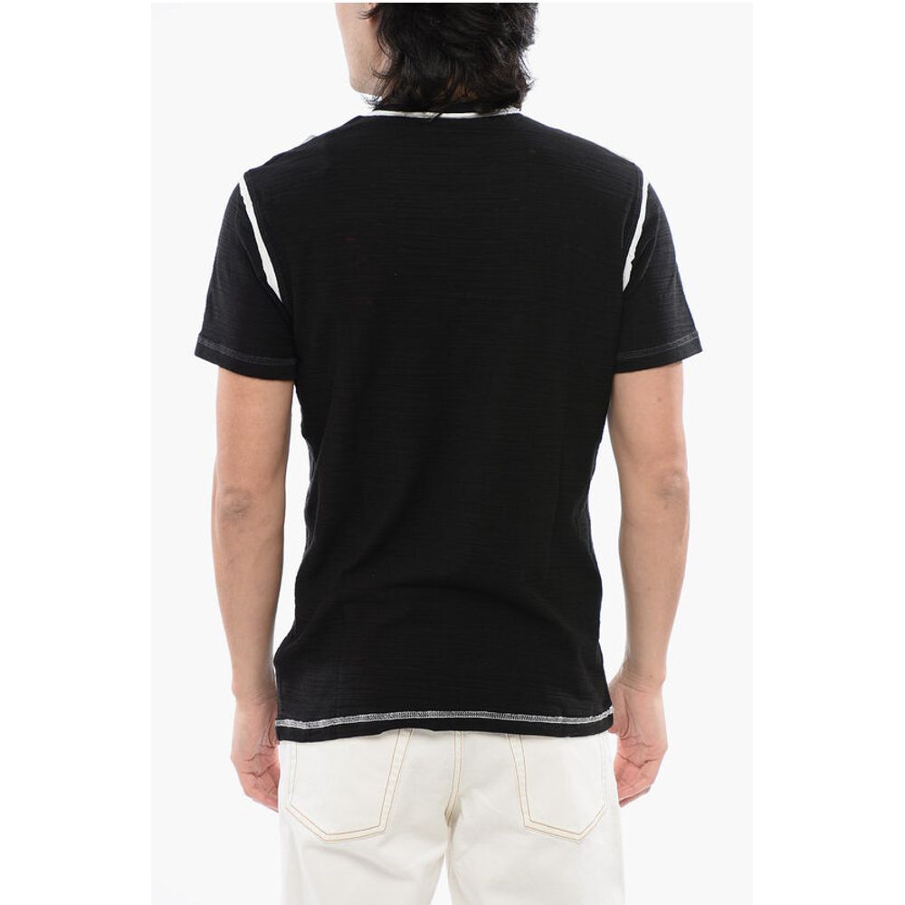 RED TAG Slub Cotton T-DIEGOR-V-RAW T-Shirt with Cracked Effe