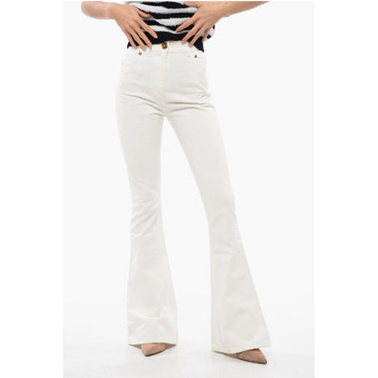Flared-leg Denims with Jewel Buttons