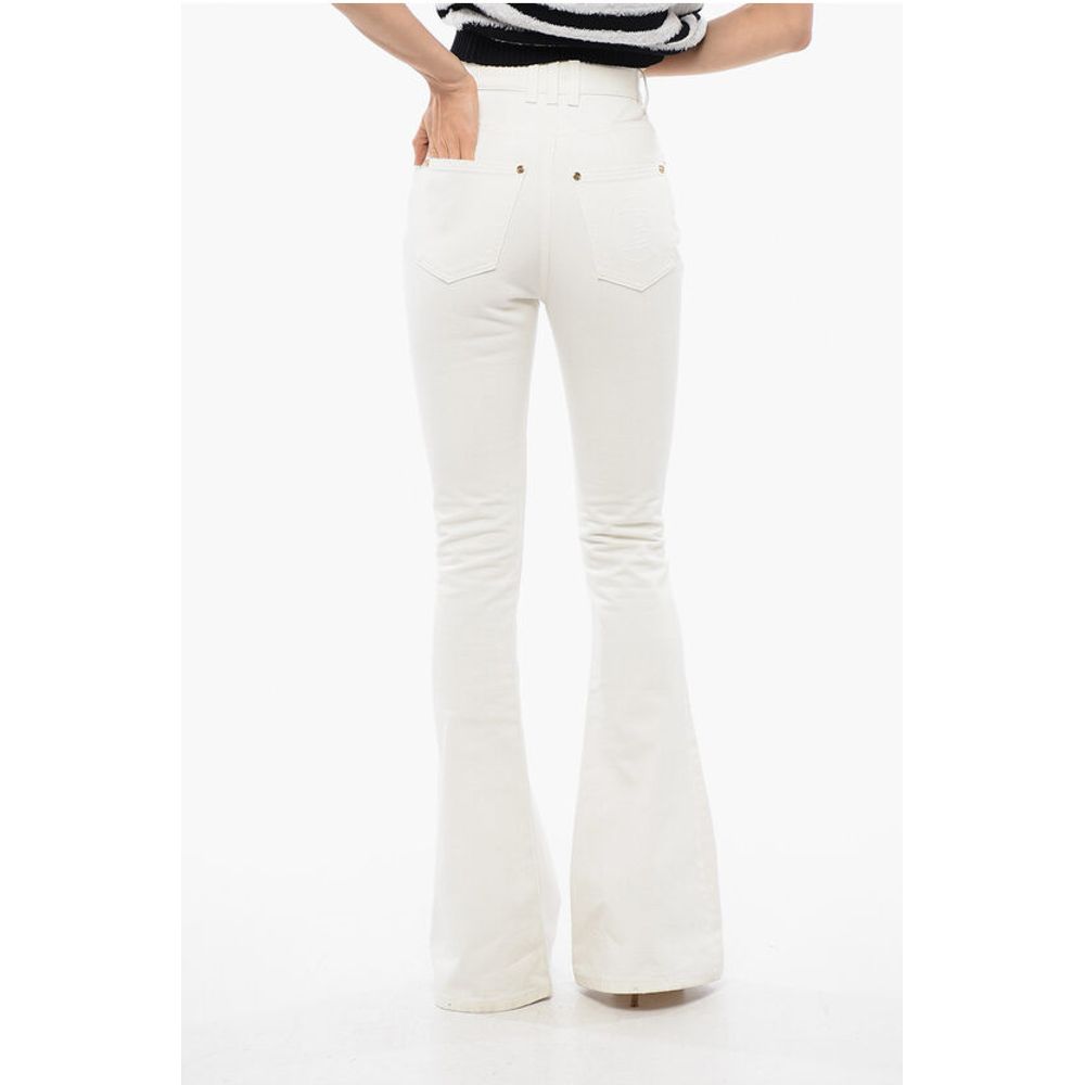 Flared-leg Denims with Jewel Buttons
