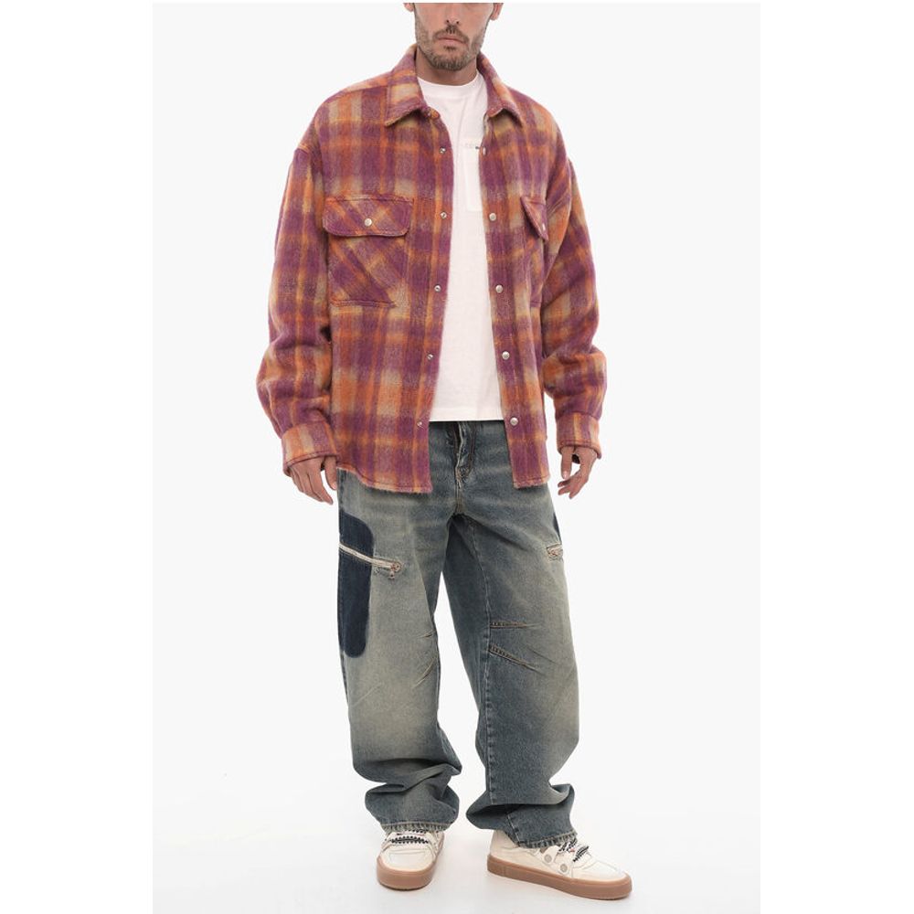 Virgin Wool Overshirt with Snap Buttons