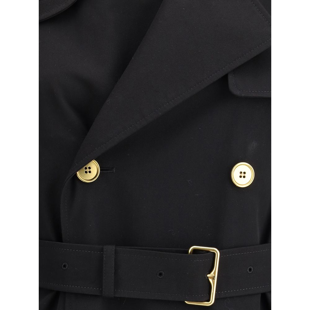 Castleford long Trench Coat with Check collar