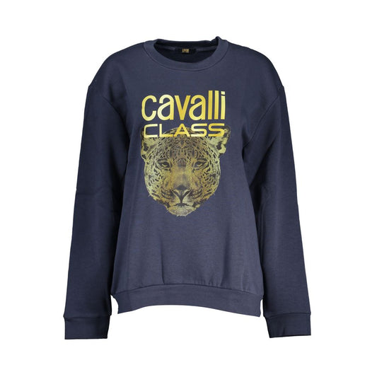 Elegante sudadera azul de forro polar con cuello redondo