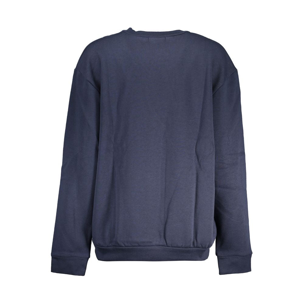 Elegante sudadera azul de forro polar con cuello redondo
