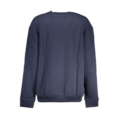 Elegante sudadera azul de forro polar con cuello redondo