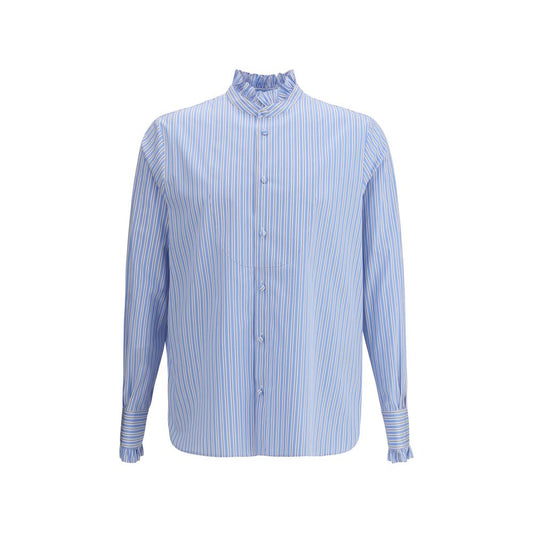Striped plastron and ruffle Shirt