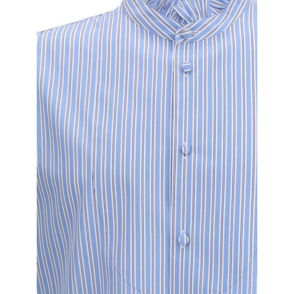Striped plastron and ruffle Shirt