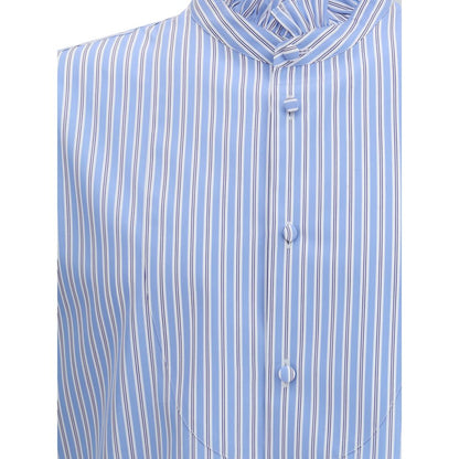 Striped plastron and ruffle Shirt