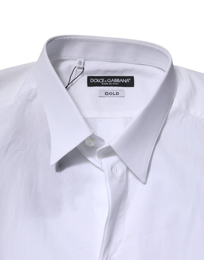 White Cotton GOLD Long Sleeves Formal Shirt