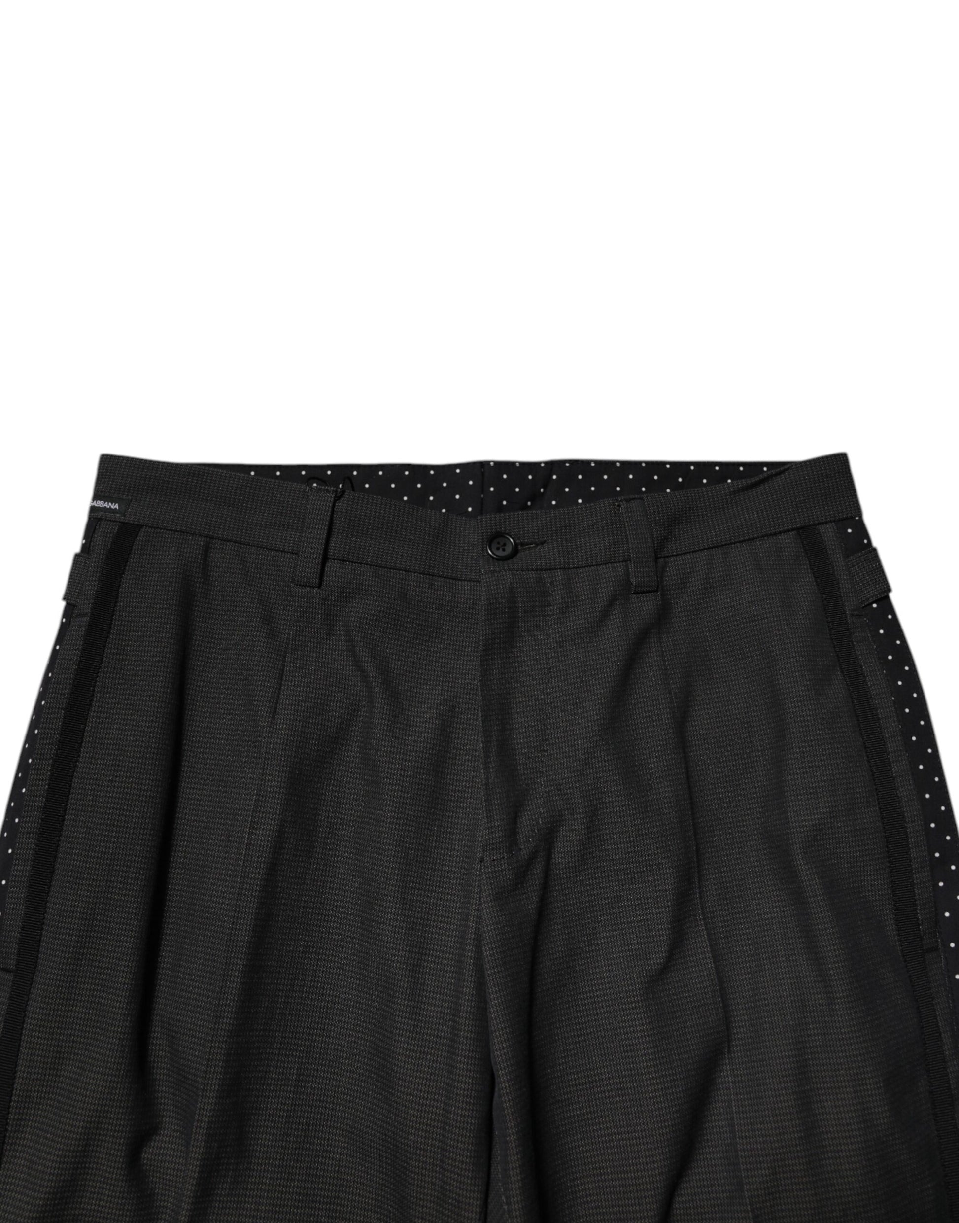 Gray Cotton Patterned Formal Pants