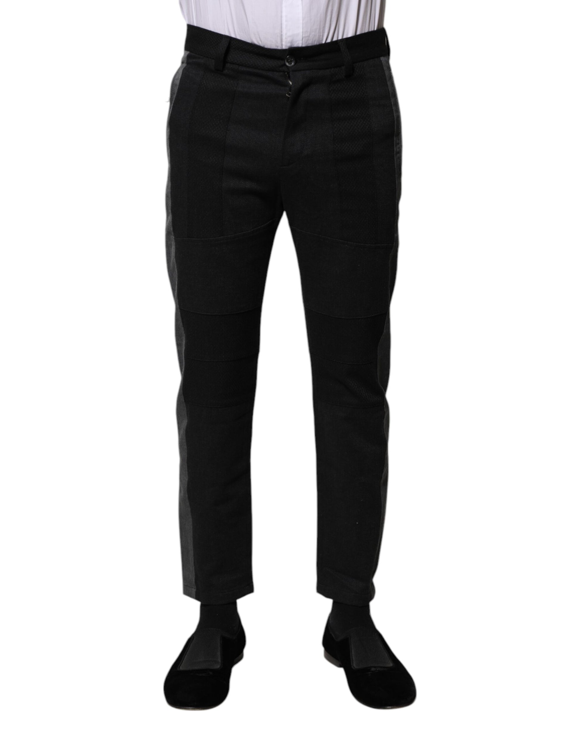 Black Gray Fantasy Cotton Formal Slim Pants