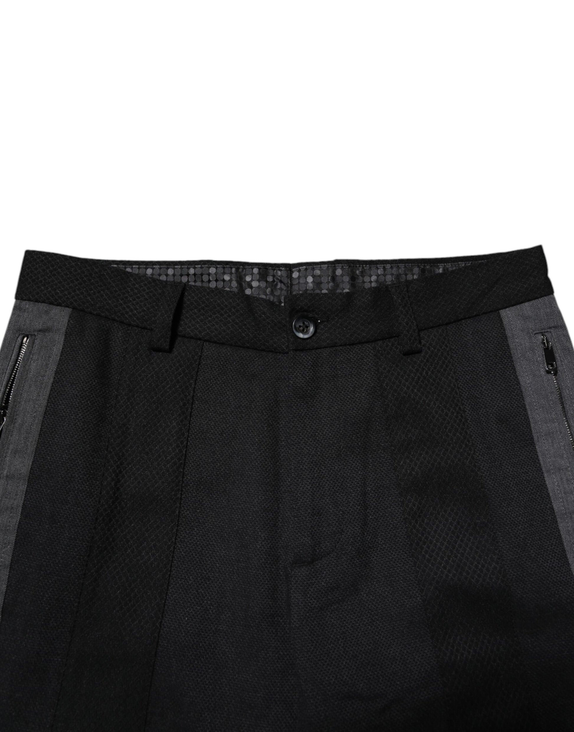 Black Gray Fantasy Cotton Formal Slim Pants