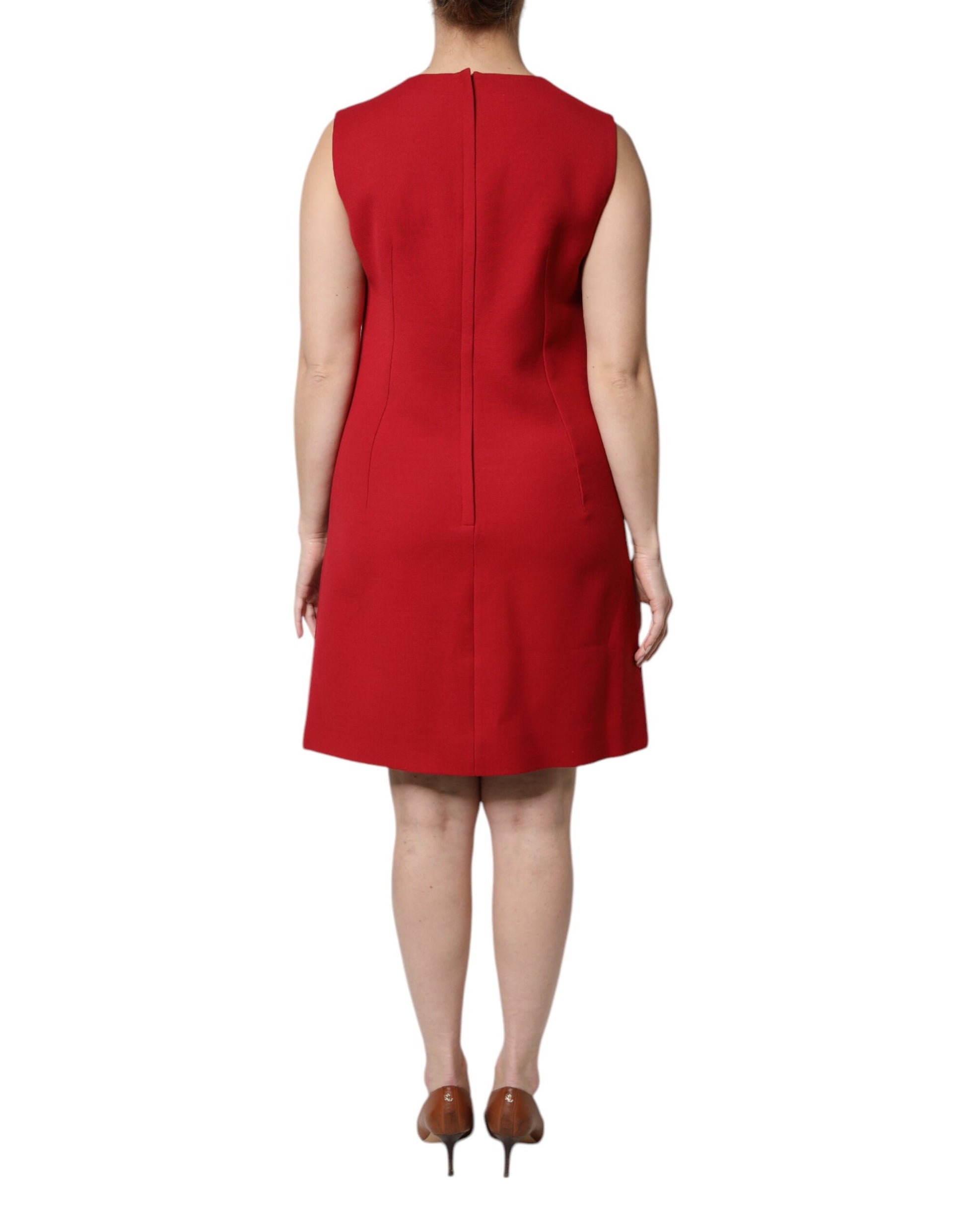 Red Wool Sleeveless KneeLength A-line Dress