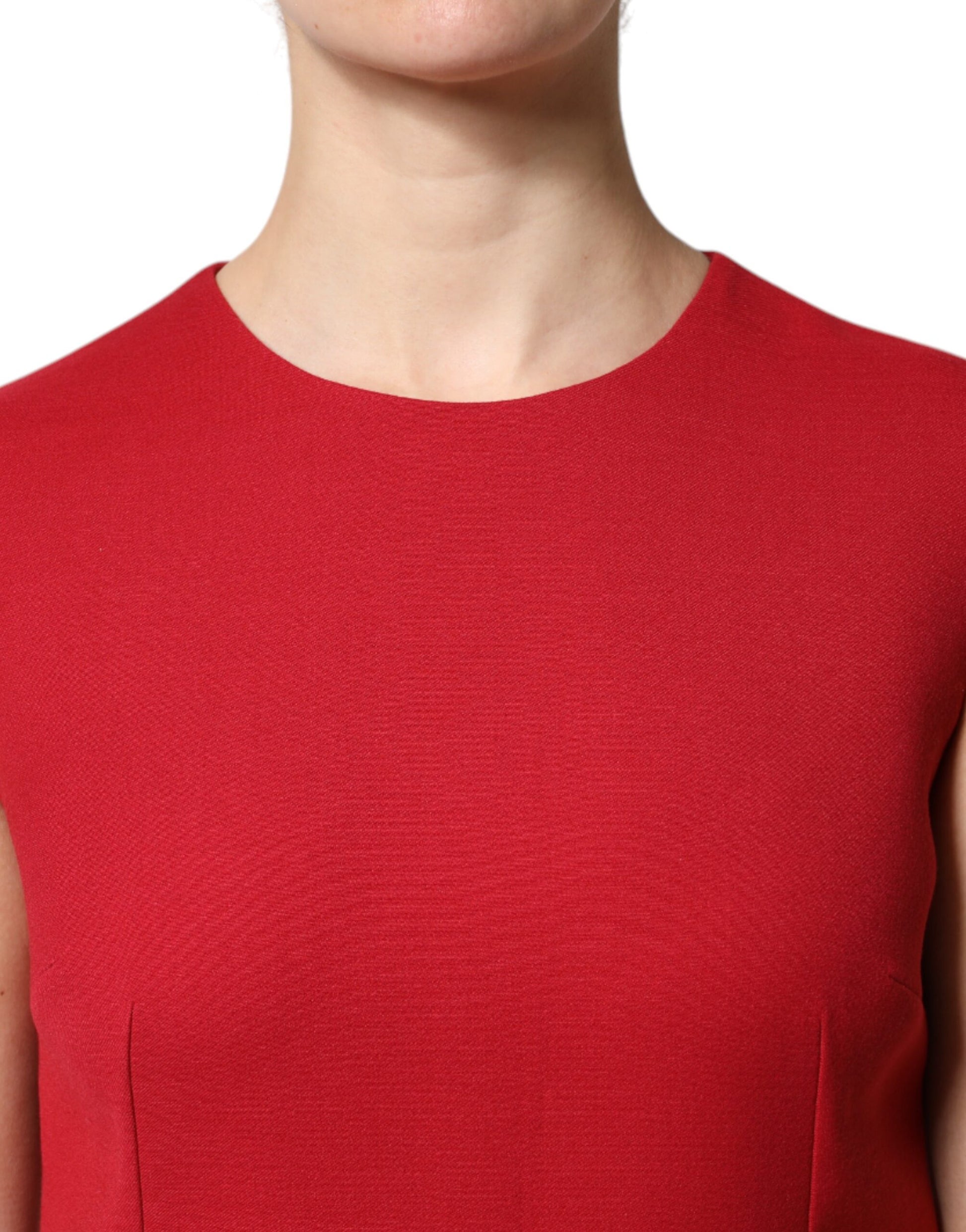 Red Wool Sleeveless KneeLength A-line Dress