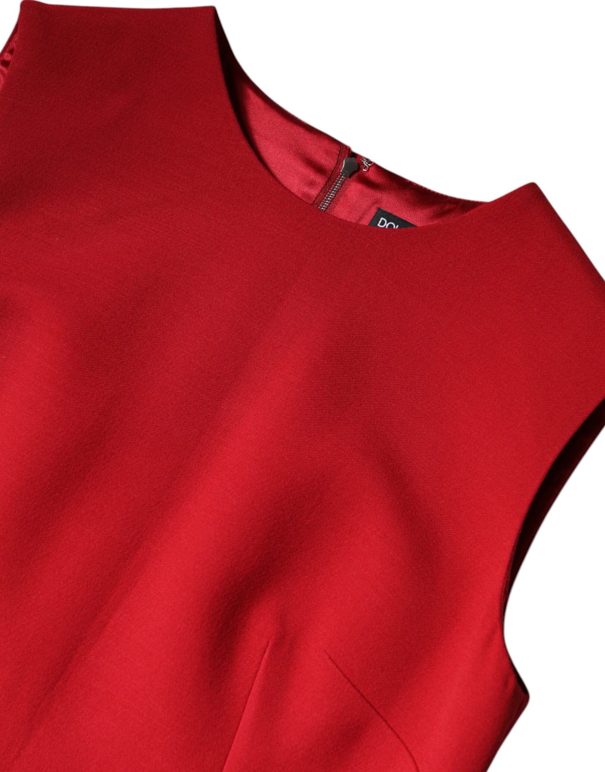Red Wool Sleeveless KneeLength A-line Dress