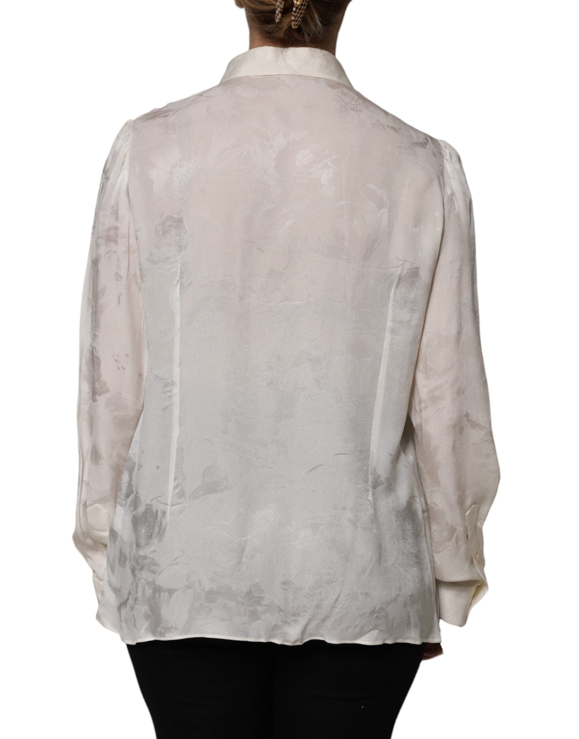 White Button Down Long Sleeves Blouse Top