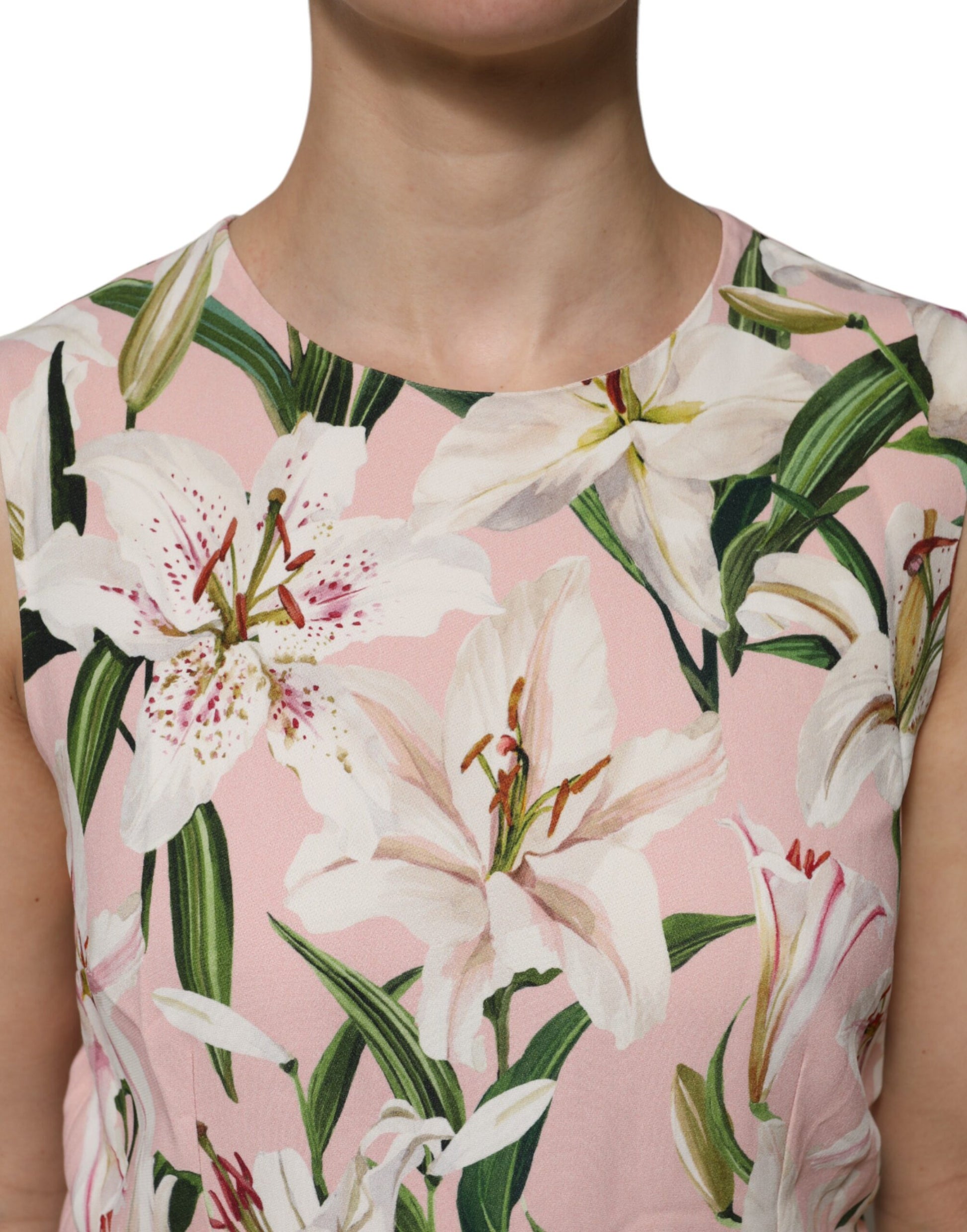 Pink Floral Print Sleeveless Tank Blouse Top