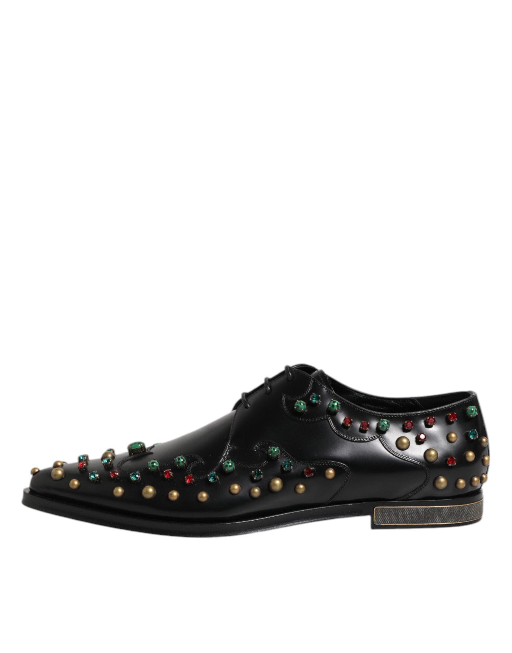 Black Leather Derby Dress Studded Shoes